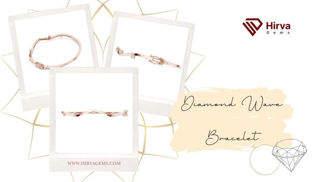 Diamond wave bracelet in rose gold with elegant flowing curves