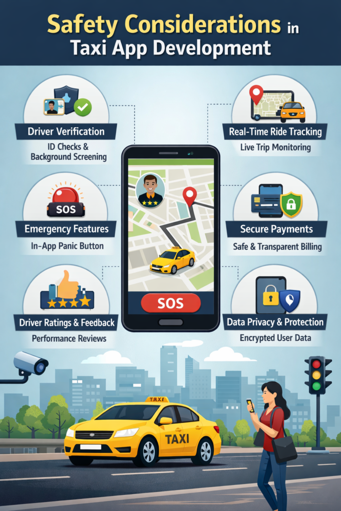 Safety considerations that impact trust levels in a taxi app taxi app development company
