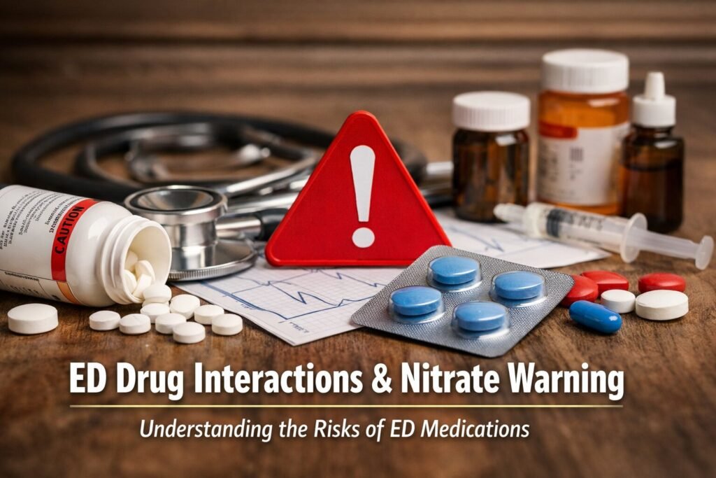 Drug Interactions with ED Medications: A Complete Safety Guide There are so many pills over the table with a disclaimer sign.