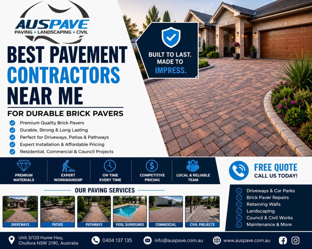 Best Pavement Contractors Near Me for Durable Brick Pavers Sydney