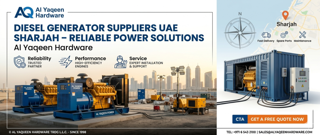 Diesel Generator Suppliers UAE Sharjah – Reliable Power Solutions by Al Yaqeen Hardware