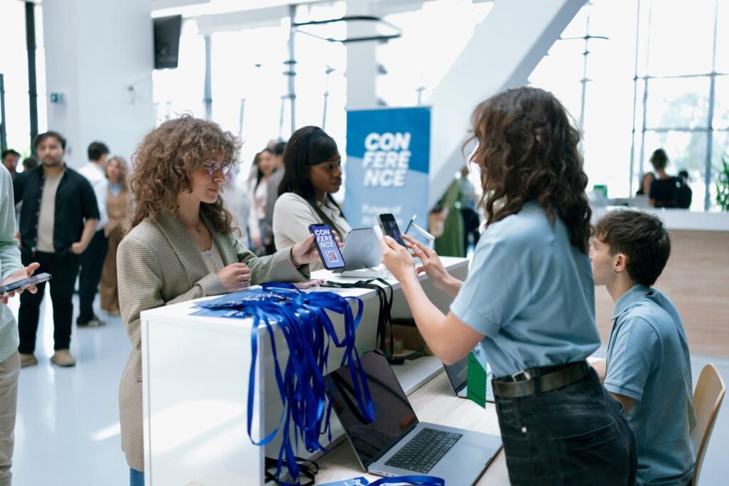 QR code event management system for contactless event registration and check-in