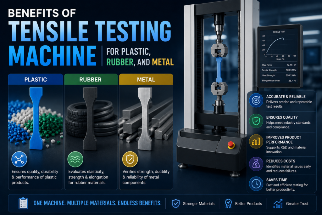 Benefits of Tensile Testing Machine for Plastic, Rubber, and Metal Benefits of Tensile Testing Machine for Plastic, Rubber, and Metal