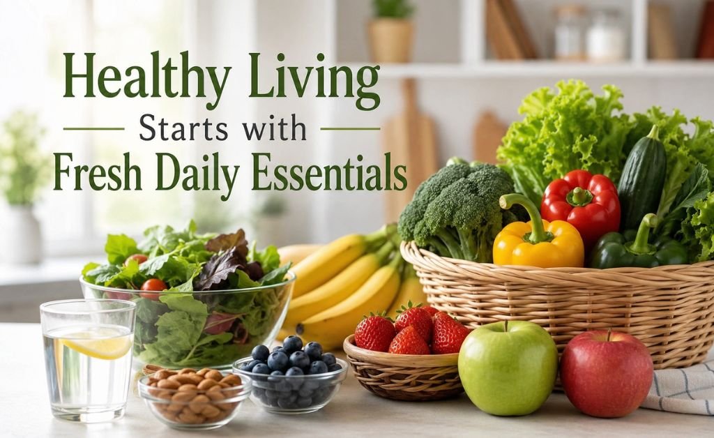 Healthy Living Starts with Fresh Daily Essentials Healthy Living Starts with Fresh Daily Essentials