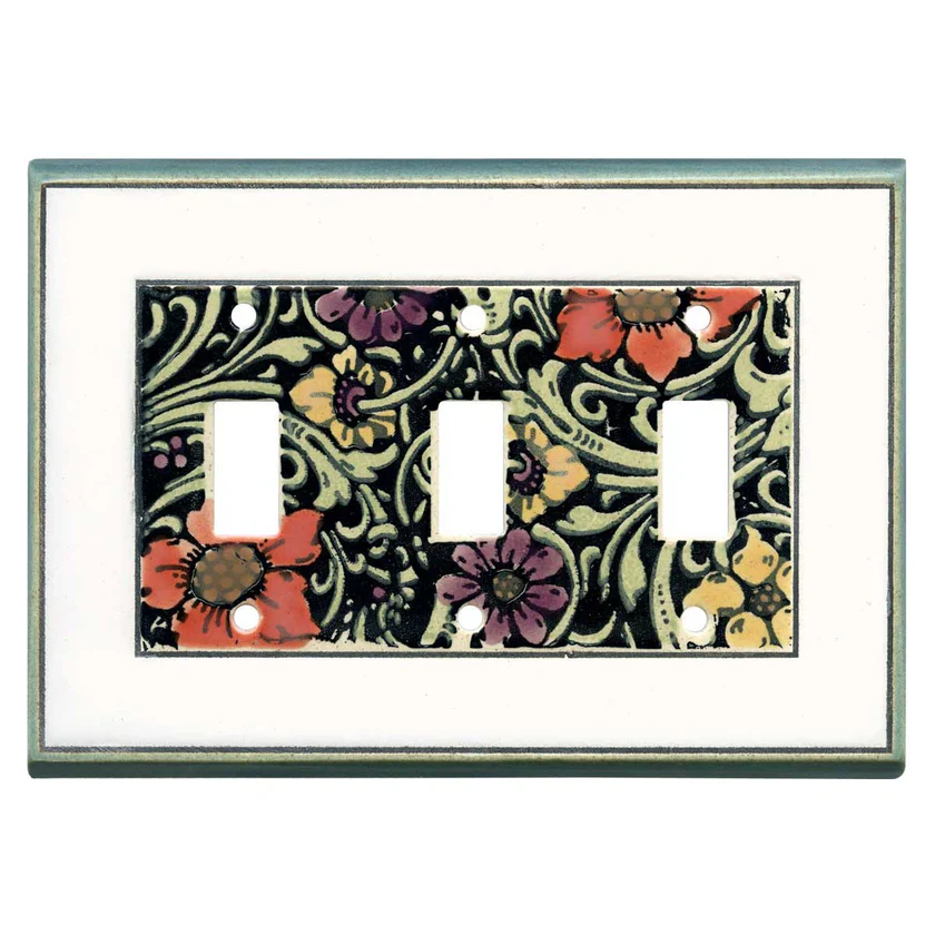 Enhancing Home Interiors with Watercolour Ceramic Light Switch Plates Floral Decorative Switch Plates with a 3-gang toggle design