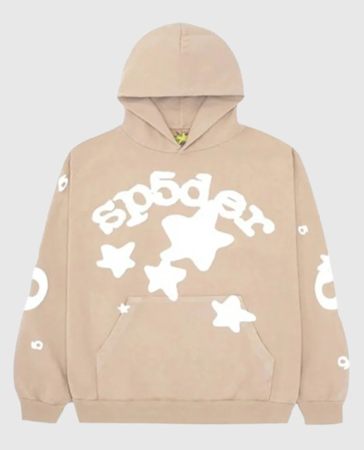 Sp5der Acai Hoodie outfit with neutral sneakers