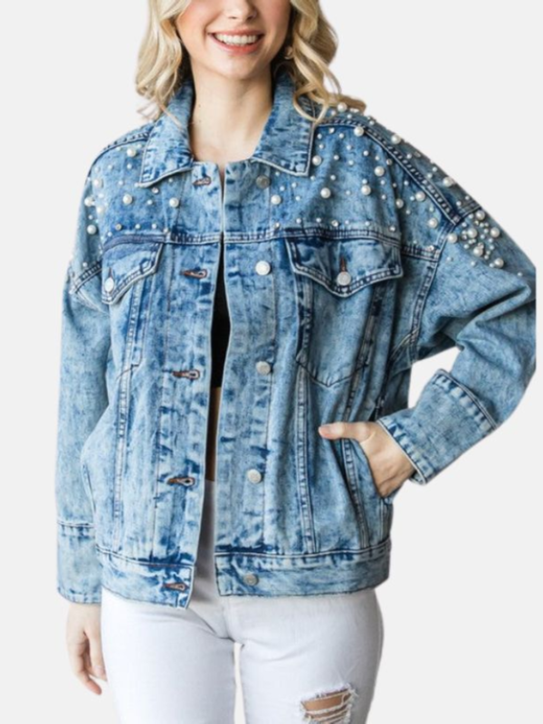 Women’s Denim Blue Jacket: A Timeless Fashion Essential for Every Season womens-denim-blue-perl-cotton-jean-jacket