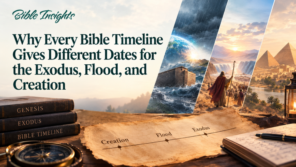 Bible timeline showing different dates for Creation, the Flood, and Exodus